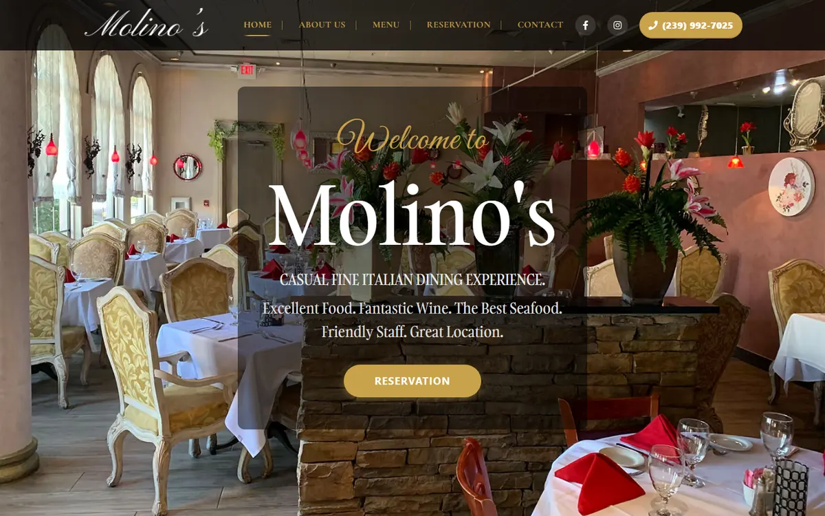 Molino’s website on a computer