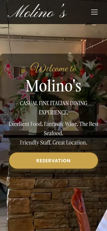 Molino’s website on a phone